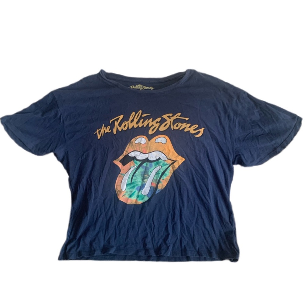 Pre Owned Women’s Rolling Stones T Shirt Tee Sz Lg Logo Distressed Vintage Vibe